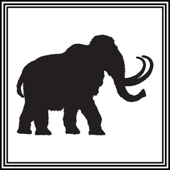 Mammoth silhouette vector, wildlife animal illustration.