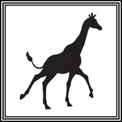 Giraffe silhouette vector , wildlife animal illustration.