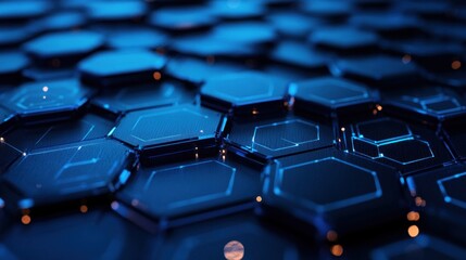 Obraz premium Abstract Hexagon Pattern, Blue Digital Technology Background