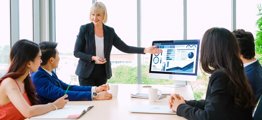 Business data dashboard provide business intelligence analytic for marketing strategy planning snugly with big data set to analyze customer demands and foreseeing business future