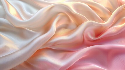 Obraz premium Abstract background of smooth, soft, pink and white fabric with gradient and flowing waves.
