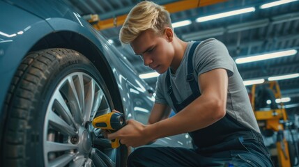 The Mechanic Fixing Car Tire