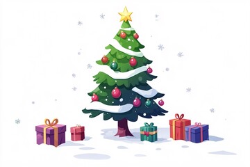 Festive Christmas Tree with Presents
