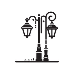 Simple Road side lamp vector silhouette.