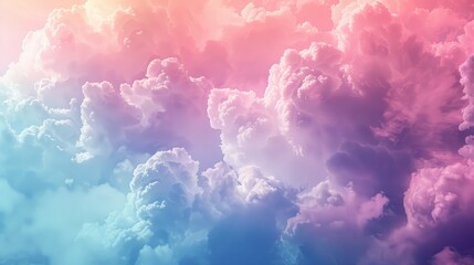 Fototapeta premium Abstract background with soft, colorful clouds in pink, blue, and white hues.