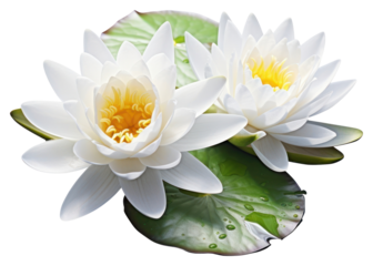 PNG  Elegant white water lilies bloom