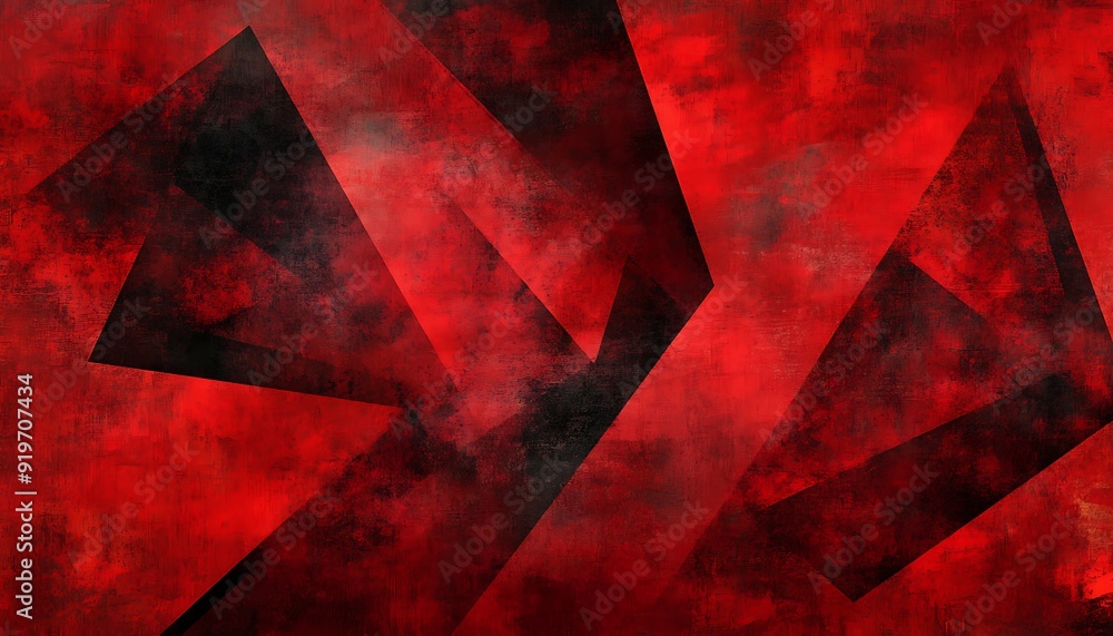 Poster red geometric shapes overlapping in seamless abstract