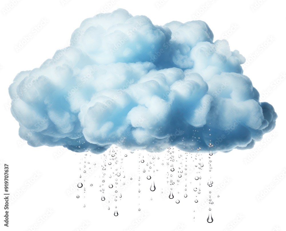 Poster fluffy cloud raining water droplets