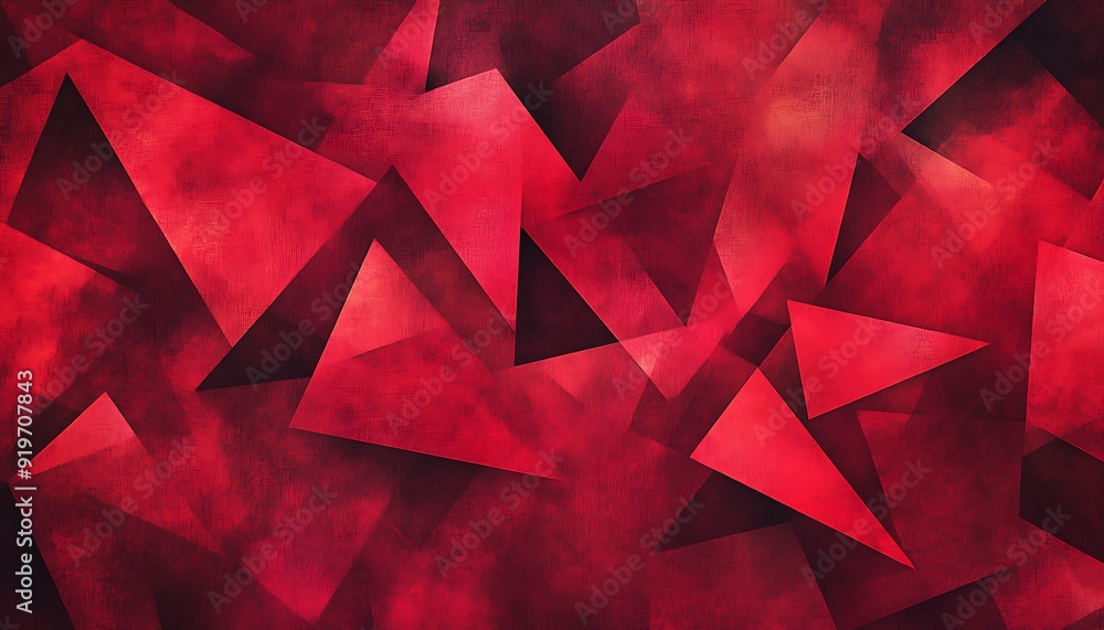 Poster Red Geometric Shapes Overlapping in Seamless Abstract