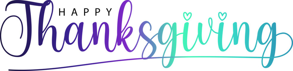 gradient color Happy Thanksgiving lettering background, card. Vector