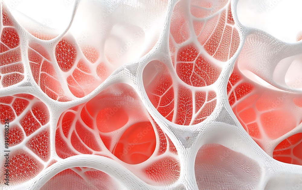 Poster complex red and white mesh in seamless abstract pattern