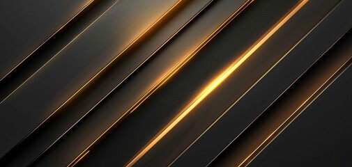 Obraz premium Abstract black background with golden diagonal lines.