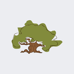 Tree hand drawn flat design element. botanical of and ones with leaves and lush limited