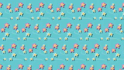 Delicate pink flowers on the water, pattern