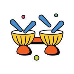 timpani color line icon with white background vector stock illustration