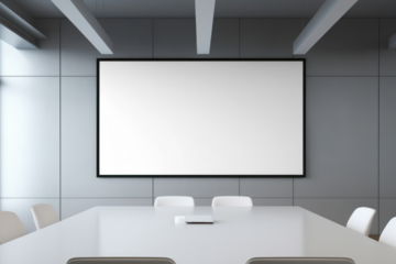 PNG conference room TV mockup, transparent background