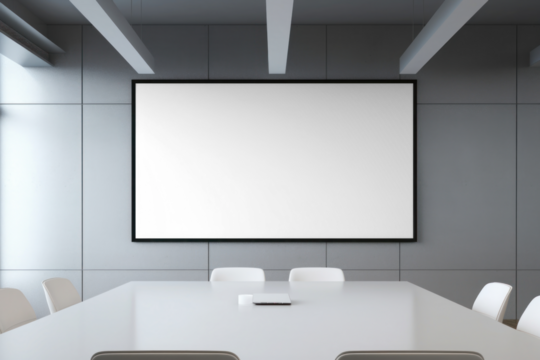 PNG conference room TV mockup, transparent background