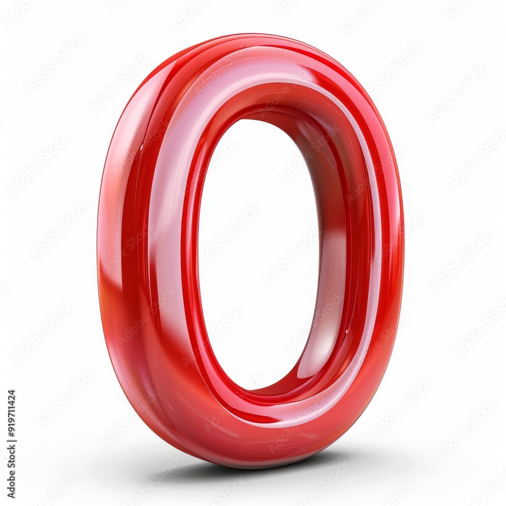 Poster this striking 3d representation of zero features a glossy red finish and smooth edges, perfect for d