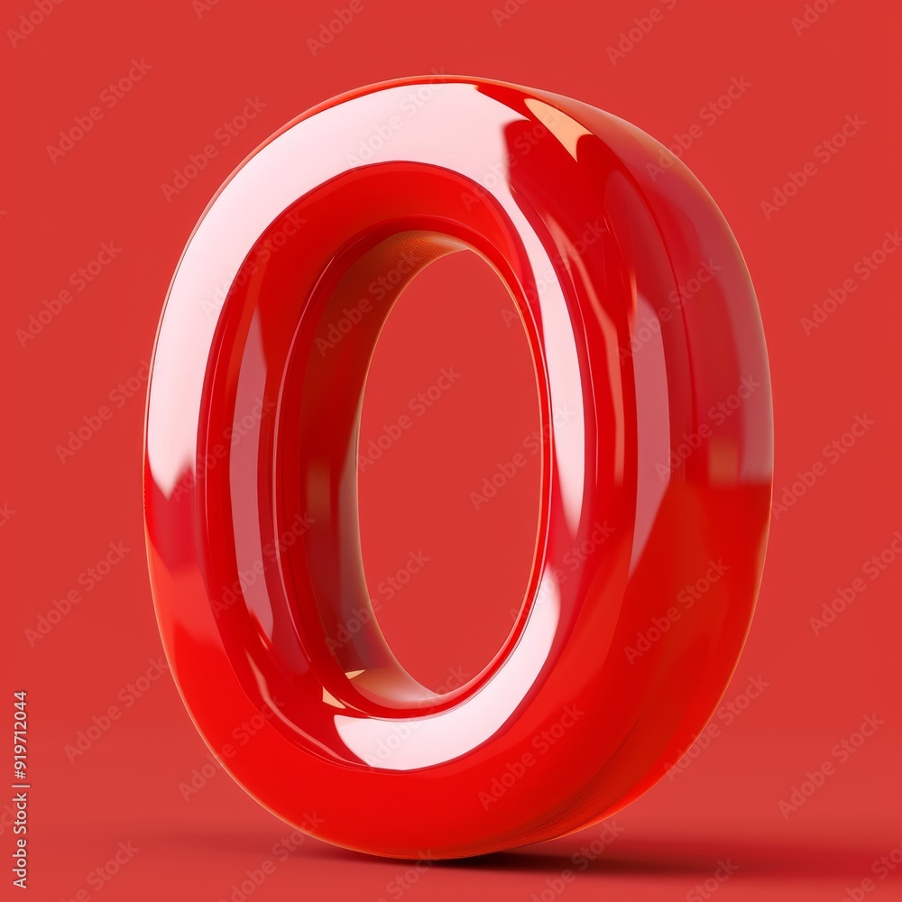 Poster this glossy 3d rendering of the number zero in vibrant red against a matching background showcases a