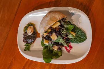 sandwich with bacon, bread fillet lettuce in a restaurant