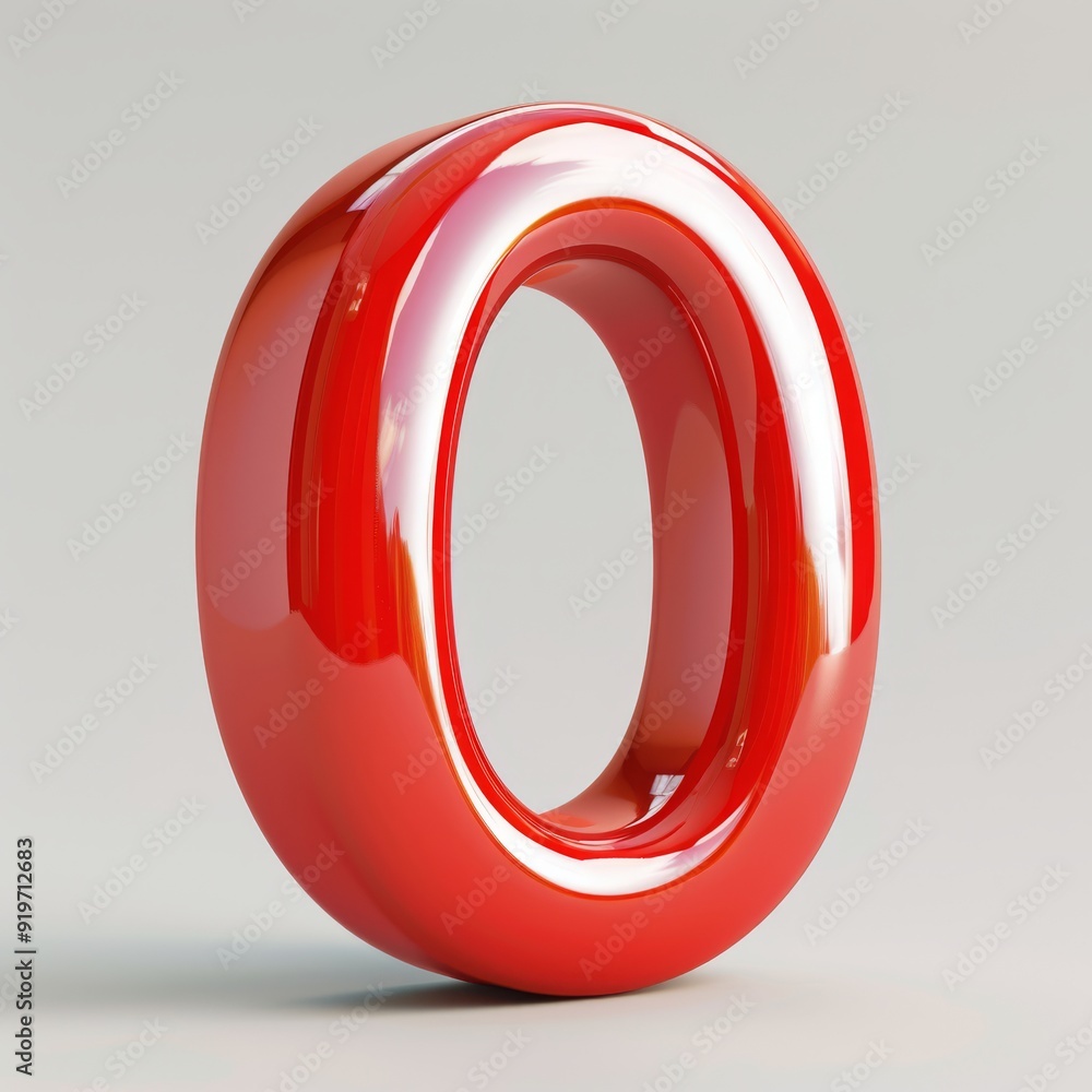 Poster a visually striking and aesthetically pleasing 3d rendering of a glossy red o shape, showcasing a sm