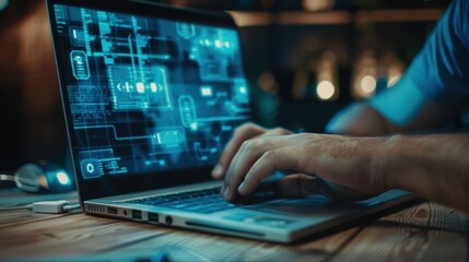 The laptop with coding screen