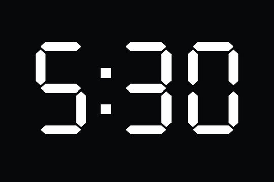 clock 5 30 digital vector illustration, black background