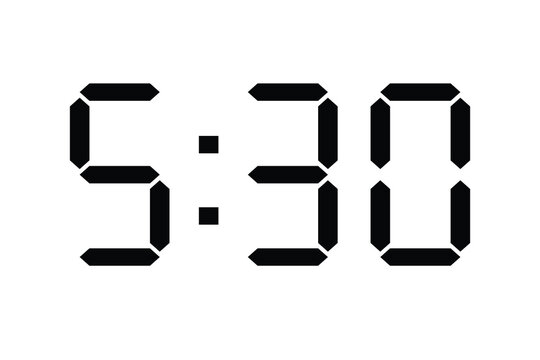 clock 5 30 illustration. Five thirty digital clock black color