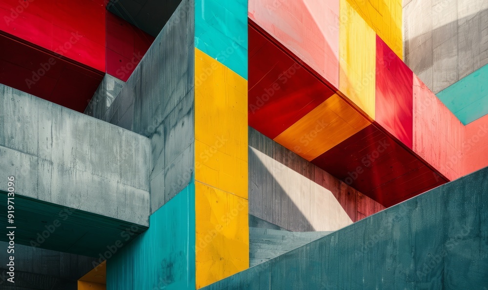 Aufkleber geometric abstraction featuring bold shapes and precise lines to convey form and structure