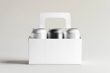 PNG 6 can pack holder carrier mockup, transparent design