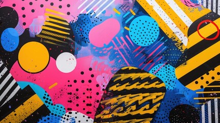 Abstract colorful geometric pattern with vibrant hues and dynamic shapes.