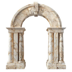 Beige Marble Composite Arch Isolated on White. 3d rendering Isolated on transparent background.