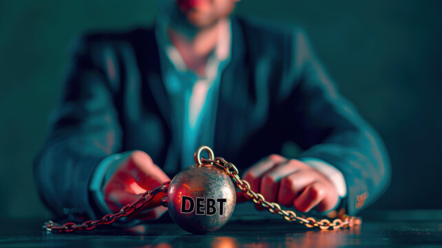 A symbolic representation of debt as a weight, emphasizing the emotional burden it carries in a professional setting.