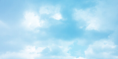 Obraz premium sunny sky blue light watercolor background. Aquarelle painting brush effect card paper textured canvas cloudy smoke space for text, entertaining card, template. aquamarine color graphics illustration