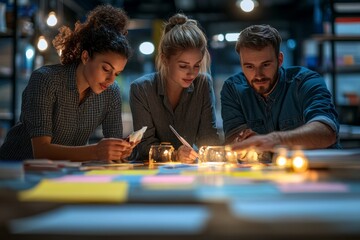 Fototapeta premium Productive business meeting: Creative collaboration and idea generation, Generative AI