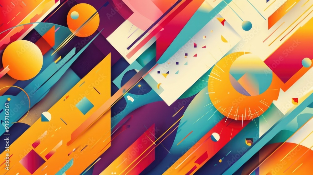 Poster abstract background using bright colors and geometric shapes for design. ai generative.