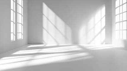 Sunlight Streaks Through Windows in a White Room