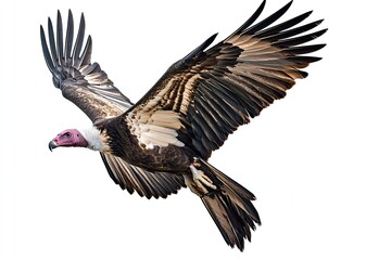 Obraz premium Vulture flying and circling isolated on a white background