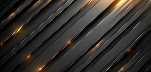 Obraz premium Abstract background with diagonal black stripes and gold highlights.