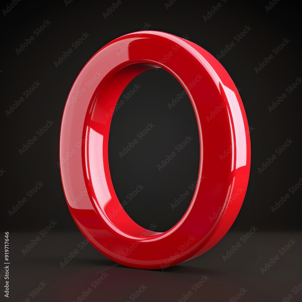 Poster this is a striking and visually captivating 3d render of a shiny glossy red letter o that stands out