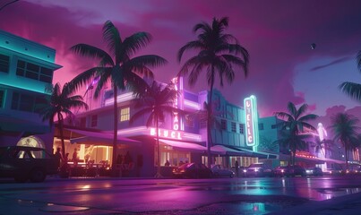 Obraz premium South Miami Beach with a lively nightlife and music scene