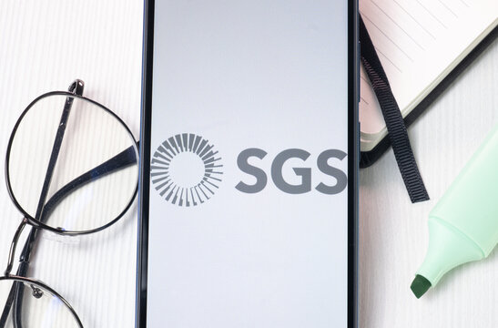New York, USA - 1 August 2024: Saudi Ground Services SGS Logo on Phone Screen, Company Icon on Display