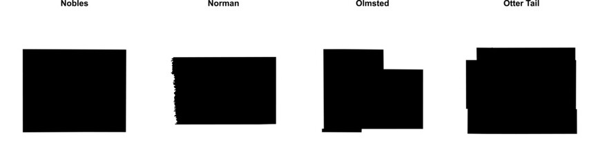 Fototapeta premium Nobles, Norman, Olmsted, Otter Tail outline maps