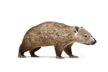 Fototapeta premium Wombat walking and digging isolated on a white background
