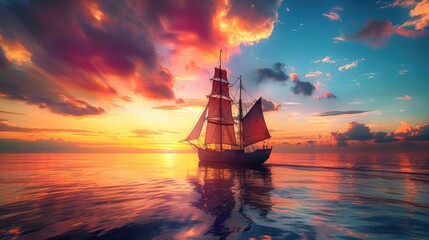 Obraz premium Sailing into the Sunset