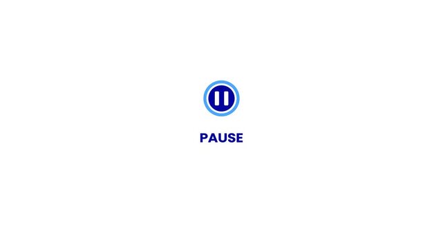 pause button in circle, video pose or play button sign. simple logotype animation background.