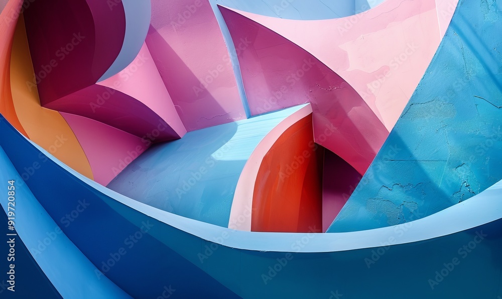 Poster geometric abstraction using simple shapes and solid colors