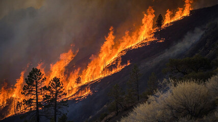 Fototapeta premium Wildfire Forest Fire Burning 