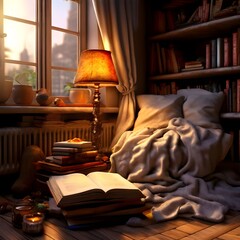 Reading Nook with Blankets