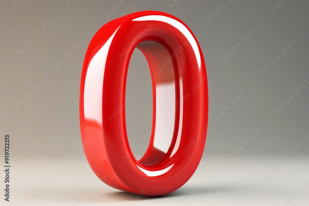 Aufkleber this artwork showcases a vibrant 3d rendering of the number zero, with a glossy red finish and smoot